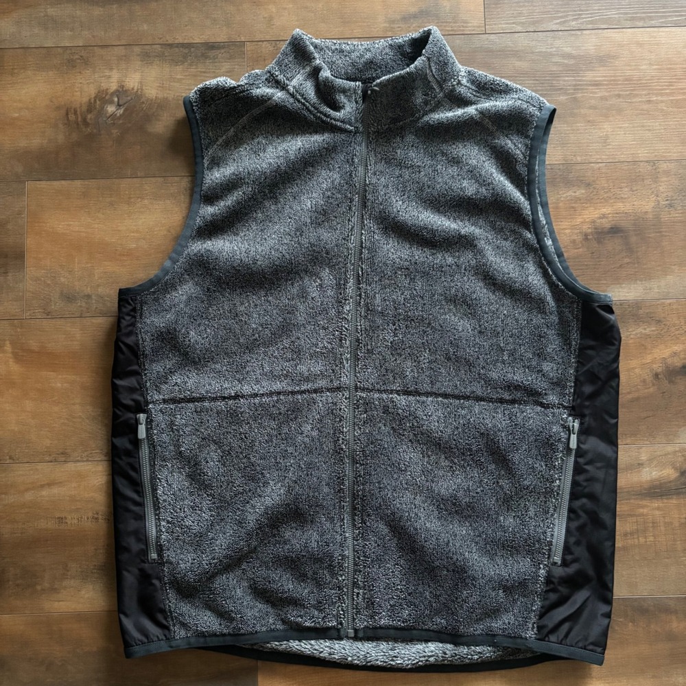 Tommy Bahama Cascade Cozy Fleece Full Zip Vest Coal Grey Black Men's Size XL